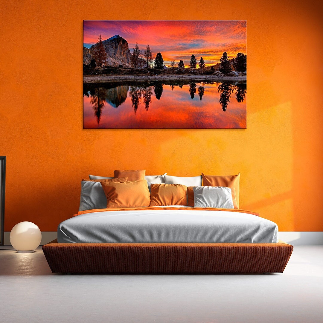 Lago Di Limides Sunset Canvas Print: Italian Lake Landscape Wall Art - Etsy