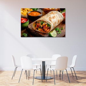 Burrito Wall Art, Fast Food Decor, Mexican Food Canvas, Kitchen Restaurant Print