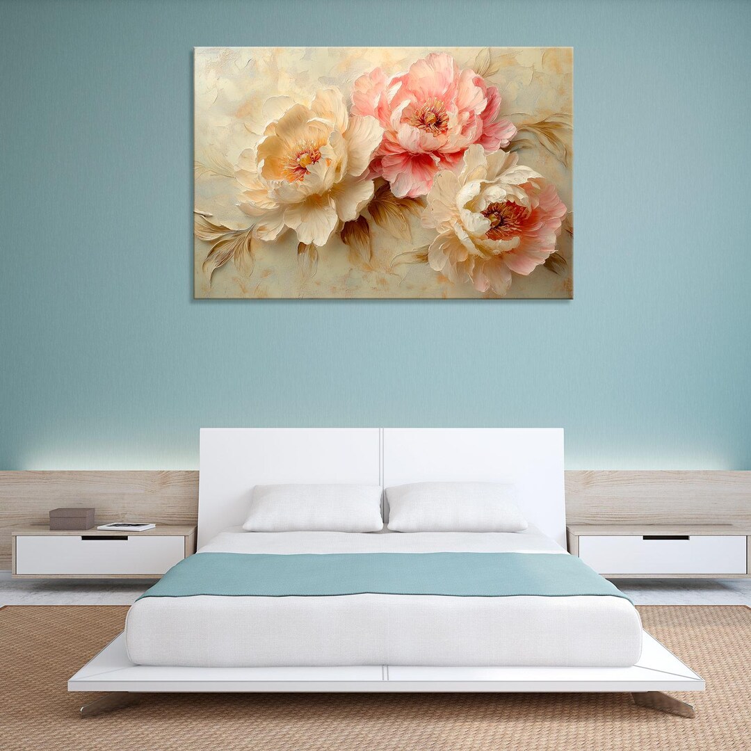 Blush Pink Flowers – Giclée Canvas Print for Romantic Floral Decor - Etsy