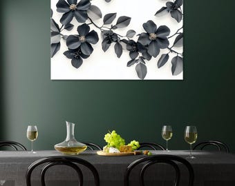 Minimalist Black and White Floral Canvas Print: Modern Wall Decor