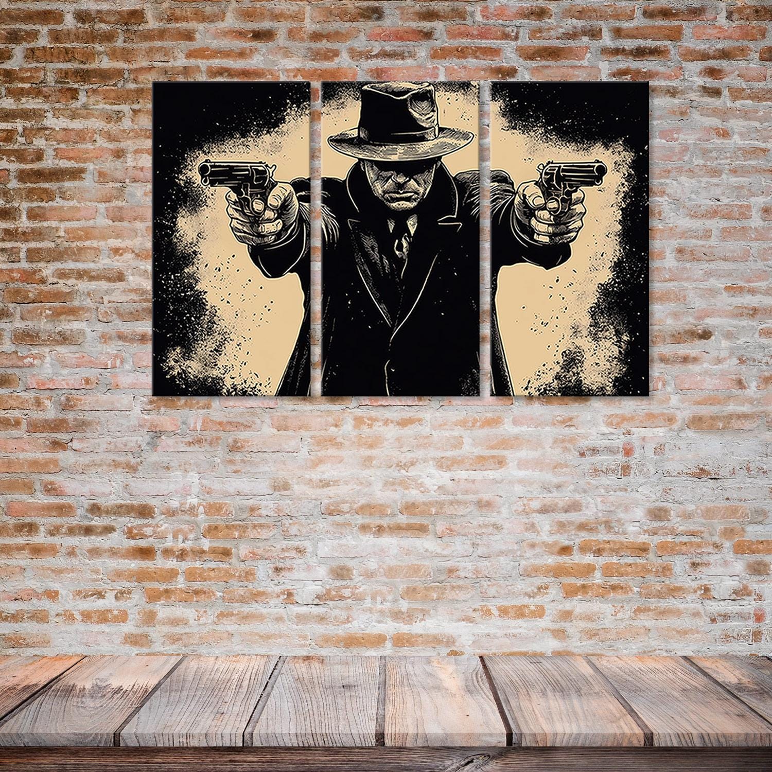 人気の春夏 Gangster Style Decor Print, Vintage Noir Wall Art, Classic トップス