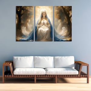 Christian Home Decor, Holy Mary Canvas Print, Mother Mary Wall Print, Modern Artwork, Wall Art, Home Gift, Ready to Hang Canvas Print