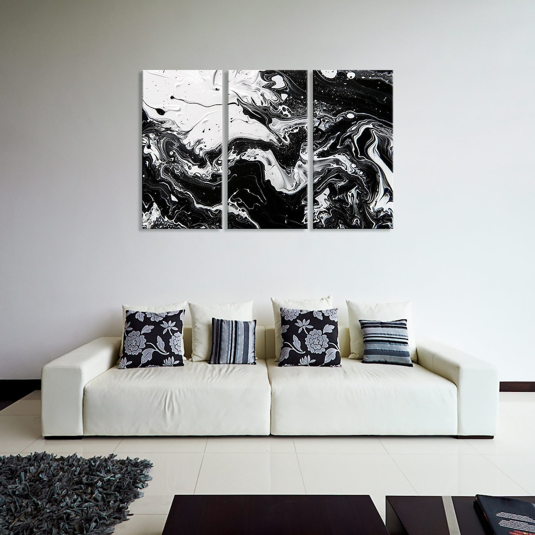 Black and White Abstract Canvas Print: Modern Minimalist Wall Art - Etsy