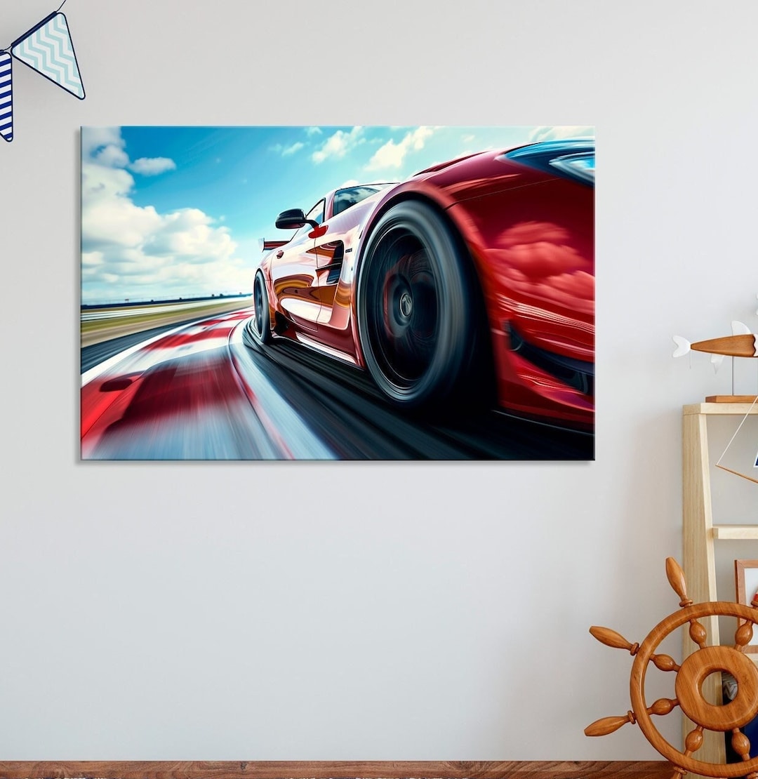Red Race Car Canvas Print: Motorsport Track Wall Art - Etsy