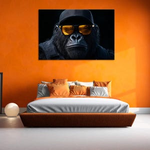Stylish Gorilla in Sunglasses and Cap – Trendy Collector’s Decor