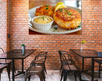 Crab Cake Canvas Print: Coastal Kitchen Wall Art