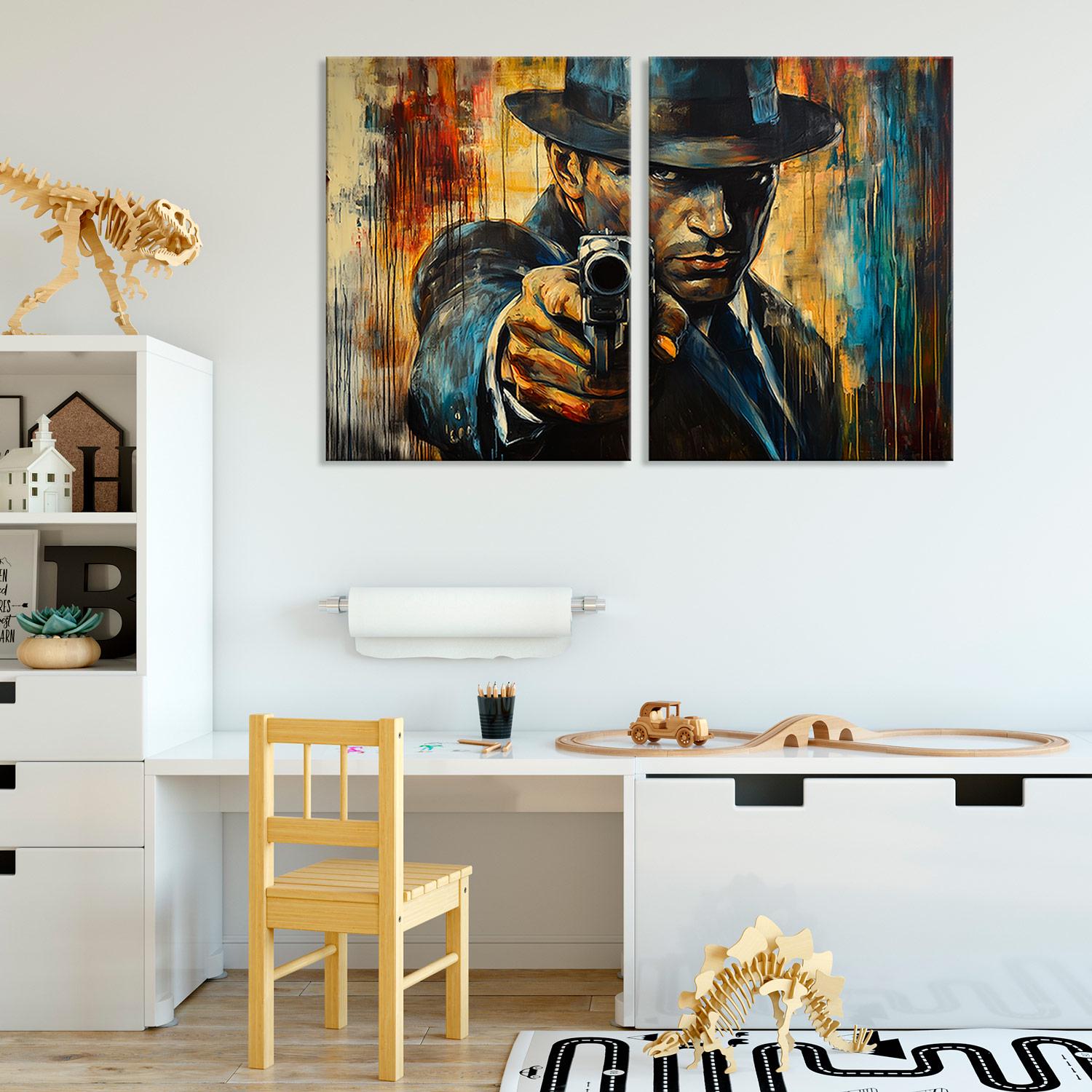 Gangster Art Print: Vintage Noir Crime Scene Canvas Wall Decor - Etsy