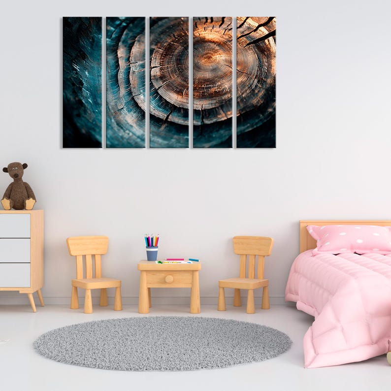 Sunlit Tree Ring Art Print, Natural Wood Slice Wall Decor, Rustic