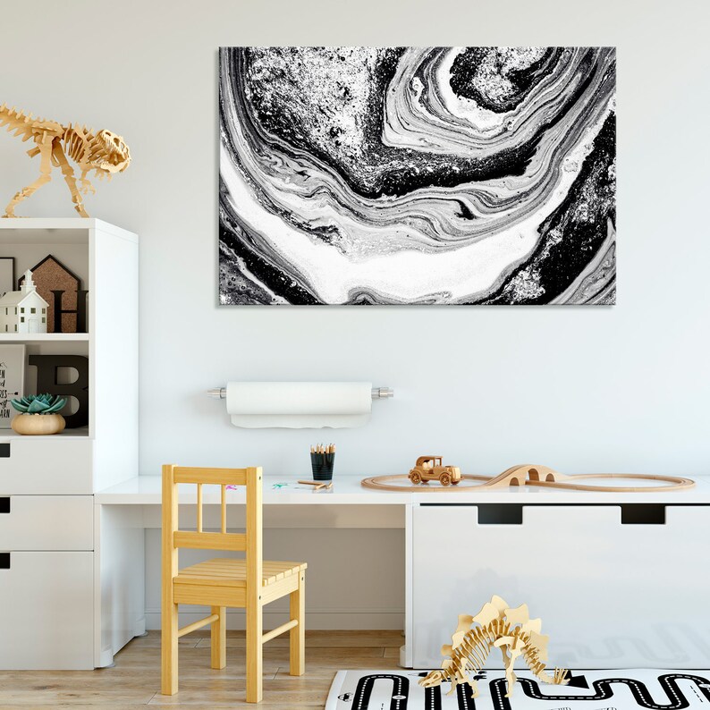 Black and White Abstract Canvas Print - Etsy
