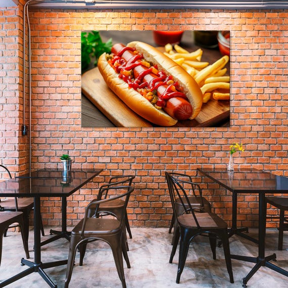 Vibrant Hot Dog Wall Art for Fast Food & Cafes - Etsy