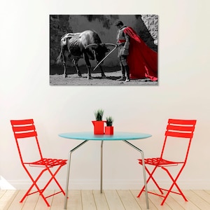 Spanish Bullfight, Corrida de Toros, Matador and Bull, Traditional Spanish Canvas Wall Art