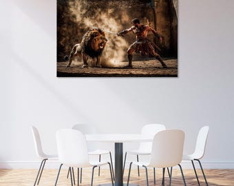 Gladiator vs. Lion – Epische Kolosseum Kampfszene Wandkunst
