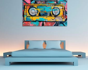 Boombox Graffiti Canvas Print: Retro Urban Music Wall Art - Etsy