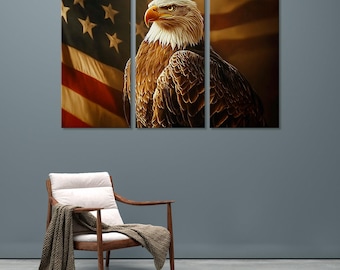 Águila y bandera estadounidenses, arte mural patriótico, decoración de la libertad de EE. UU.