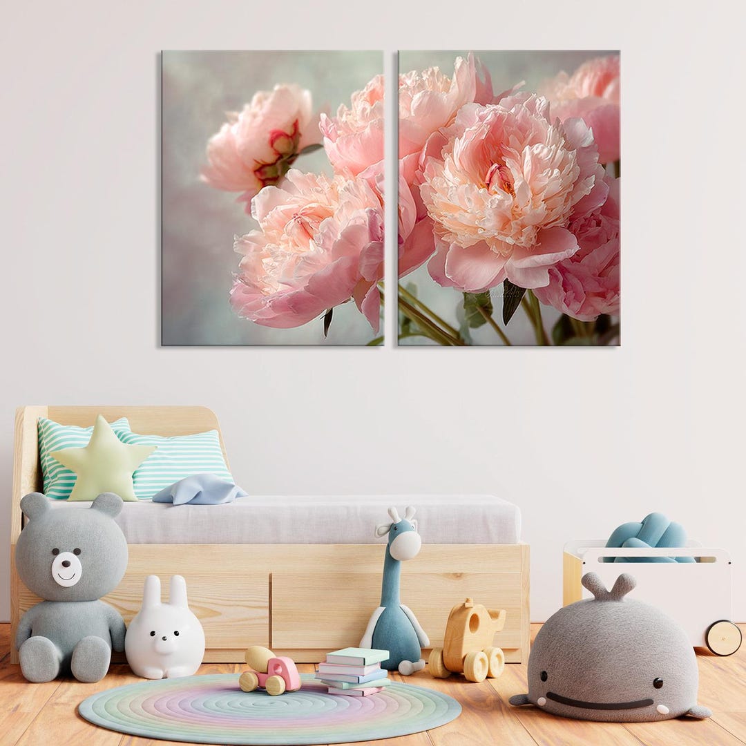 Pink Peony Wall Art | Elegant Floral Canvas Print - Etsy