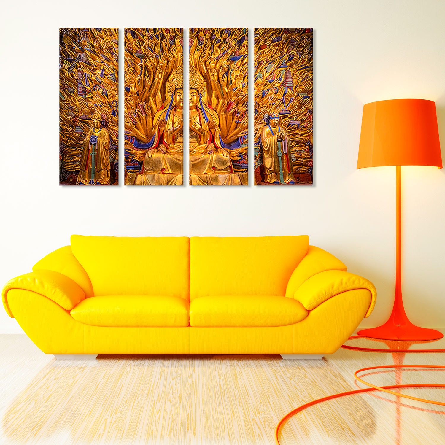 観音菩薩の抽象画 大きなキャンバス作品 黄金の観音菩薩キャンバス: 神聖な観音彫刻 - Etsy 日本