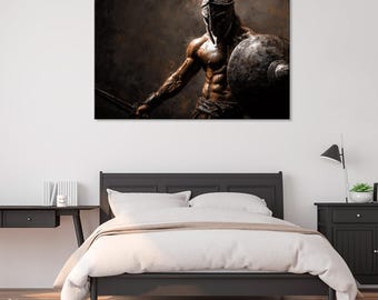 Canvasprint Spartaanse krijger – Giclée-muurkunst motiverende fitness