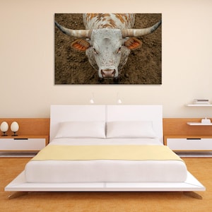 White Texas Longhorn Wall Art – Rustic Western Decor for Home, Ranch, or Office Spaces