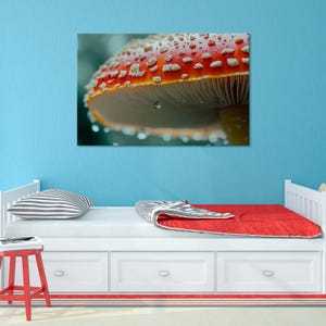 Amanita Mushroom Art Print, Vibrant Fly Agaric Illustration, Whimsical Nature Wall Decor, Perfect for Botanical and Nature-Themed Spaces