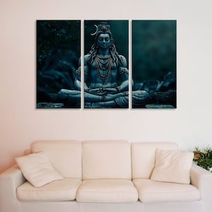 Lord Shiva Canvas Print, Hindu God Wall Art, Spiritual Decor, Divine Shiva Art, Sacred Canvas, Indian Mythology Wall Decor