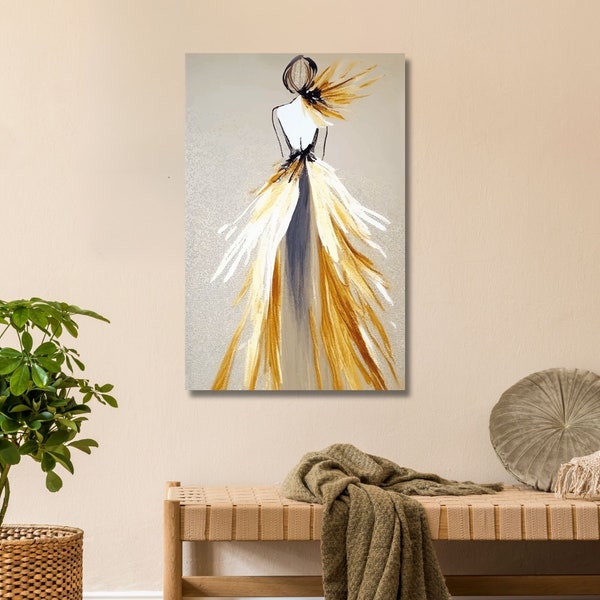 Peinture sur toile verticale, Silhouette de femme élégante et naturelle, impression couleur de haute qualité, décoration de maison, Art de cuisine, salon