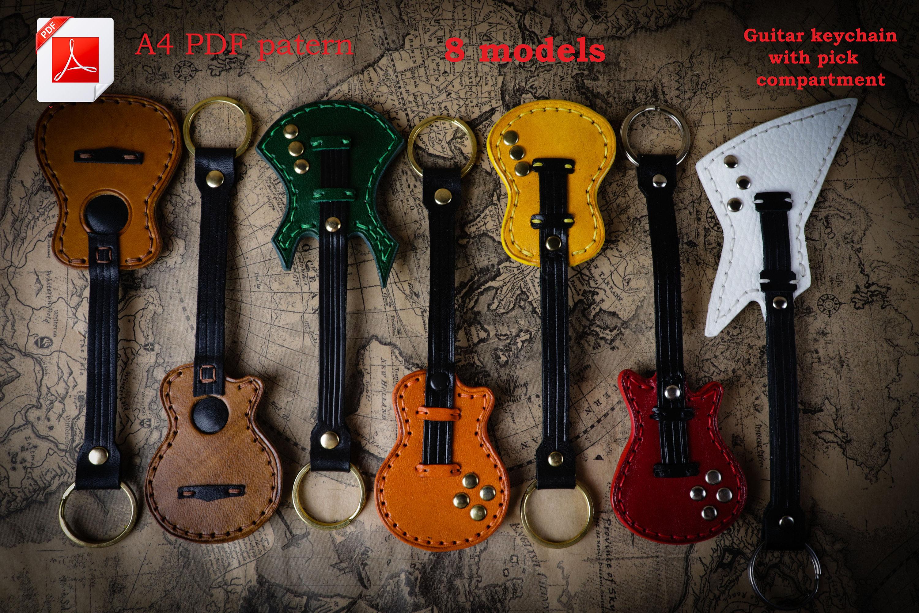 Guitar shaped shop keychain