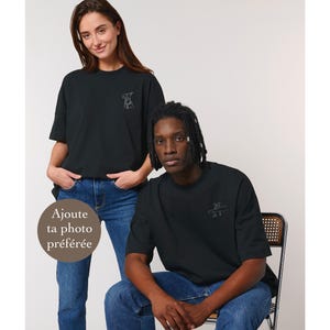 Unisex OVERSIZE T-Shirt 100% organic cotton Personalized Embroidered Photo, Personalized Embroidered Line Drawing, Personalized T-Shirt Personalized Gift