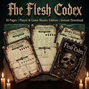 Horror RPG Pack — The Flesh Codex, Printable Gothic Game Master Bundle