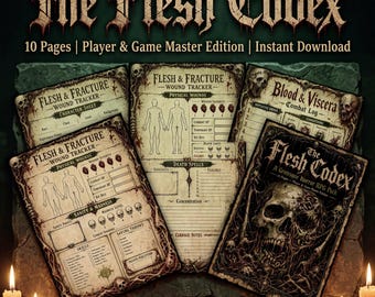Horror RPG Pack — The Flesh Codex, Printable Gothic Game Master Bundle