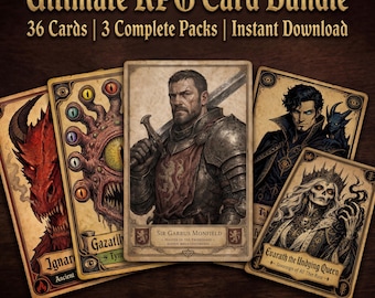 Zestaw kart RPG | 36 bohaterów, potworów i postaci DnD z gatunku Dark Fantasy (do pobrania w wersji cyfrowej)