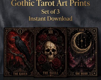 Gothic Tarot Art Prints Set of 3 | Printable Artwork Download