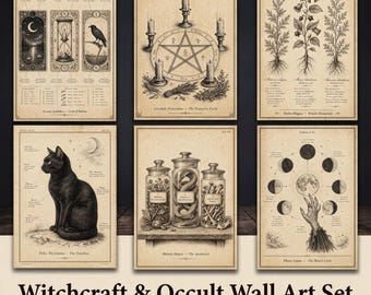 Occult Wall Art Set | Vintage Witchcraft Prints for Dark Academia Decor