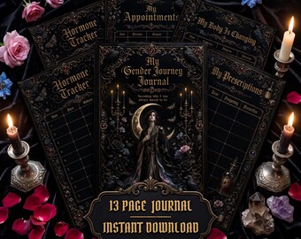 Gothic Gender Journey Journal, Transgender Planner with Hormone Tracker