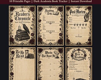 Diario de lectura gótico / Rastreador de libros de la academia oscura / Lista de libros pendientes de terror imprimible