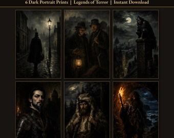 Dark History Art Prints, Victorian Gothic Folklore Legends - Digital Download