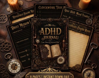 Dziennik ADHD w stylu steampunk | Lista zadań do druku, śledzenie nastroju (do pobrania na bieżąco)