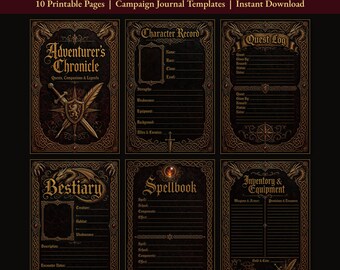 Pack de diario de fantasía: 10 páginas imprimibles para campañas de juegos de rol de mesa