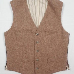 Costume gilet sans manches bleu ralph lauren laine tweed marron Italie 4