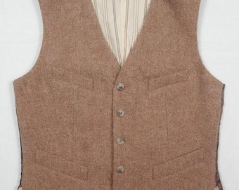 Chaleco Ralph Lauren Blue Label, traje de tweed marrón, lana, Italia 4