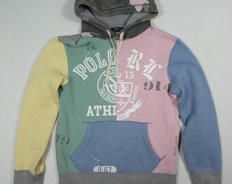 Polo Ralph Lauren Hoodie Sweater Varsity Patchwork Graffiti Letterman Crest XS