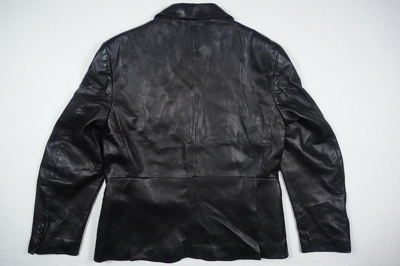 Ralph Lauren Purple Label Blazer Jacket Leather Black Italy RARE 40R image 2