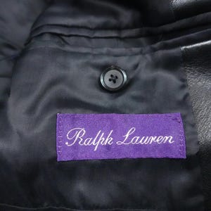 Ralph Lauren Purple Label Blazer Jacket Leather Black Italy RARE 40R image 3