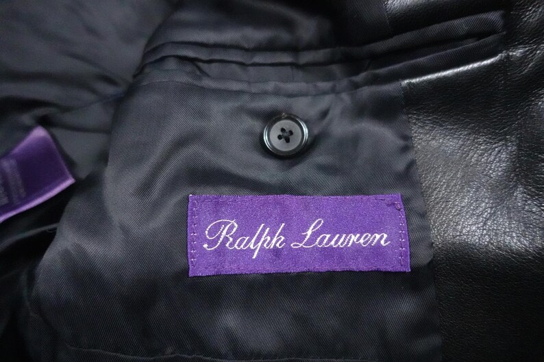 Ralph Lauren Purple Label Blazer Jacket Leather Black Italy RARE 40R image 3