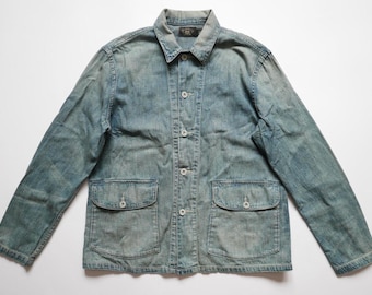 Ralph Lauren RRL Double Jacket Coat Bomber Denim Indigo Work RARE 3