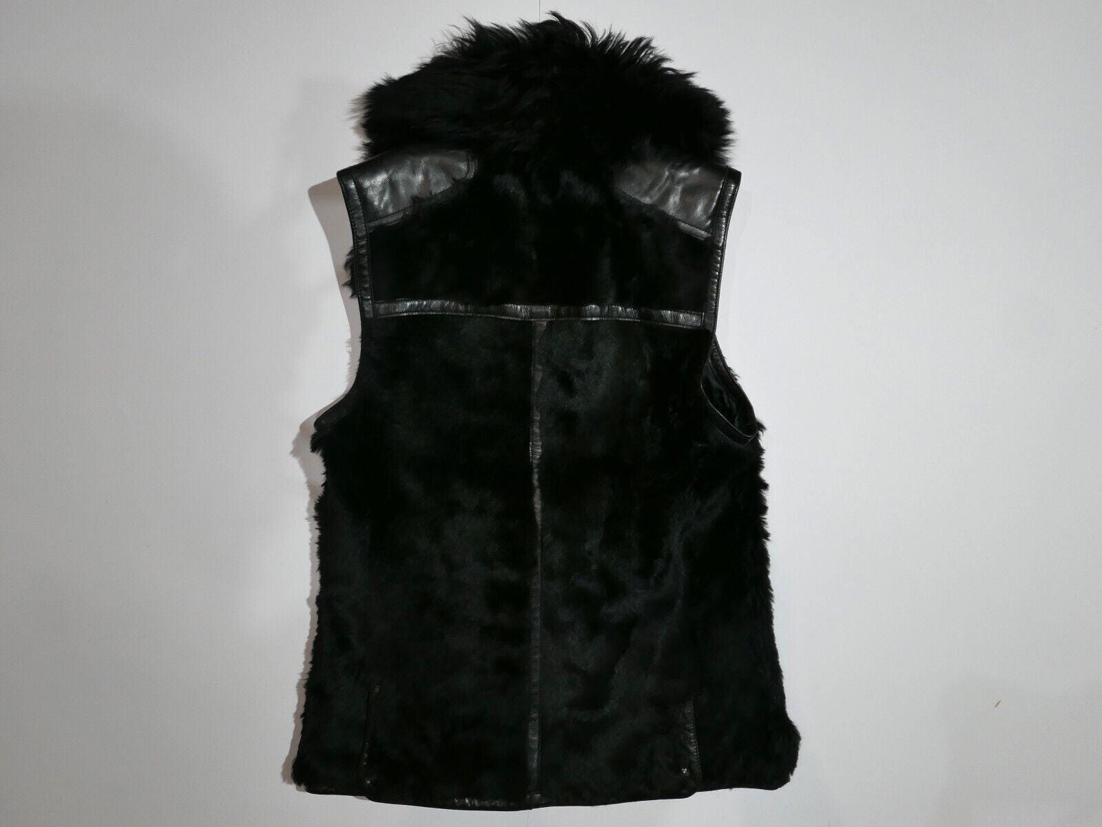 Polo Ralph Lauren Vest Jacket Shearling Leather Fur Black RARE XS 