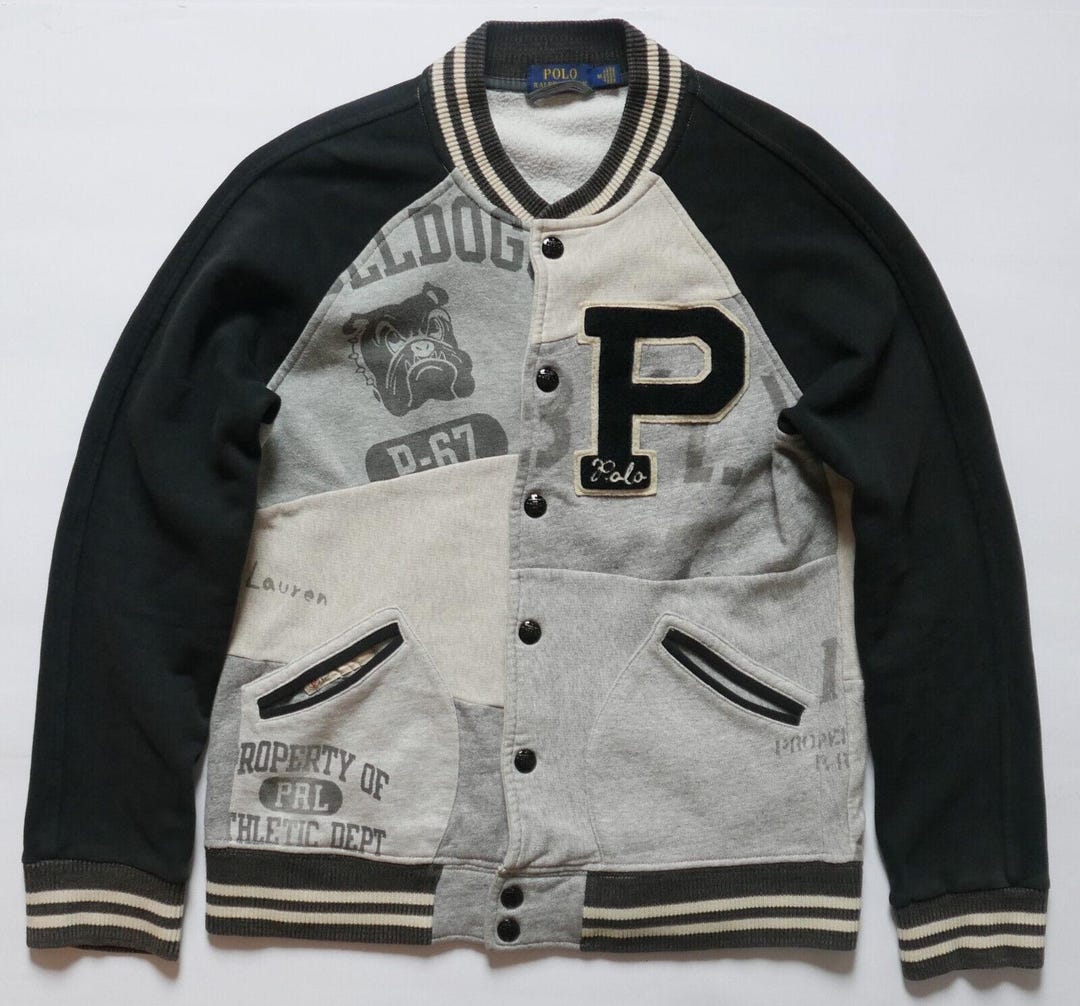 Polo Ralph Lauren Jacket Bomber Varsity Patchwork P Bulldog