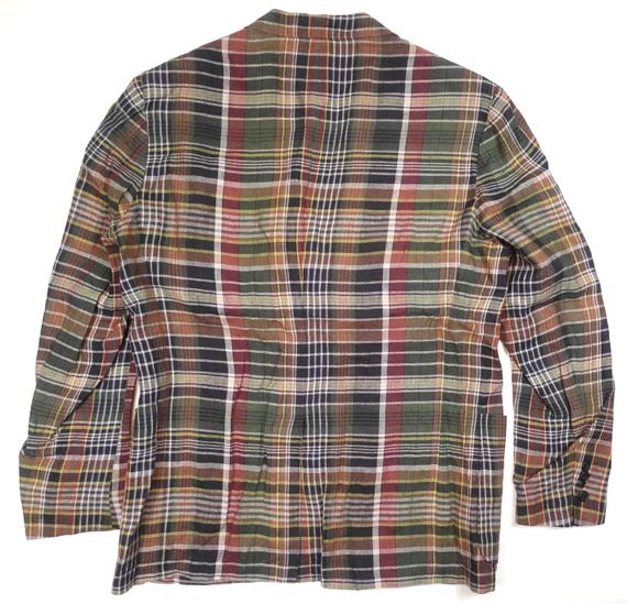 Polo Ralph Lauren Blazer Jacket Sport Coat Madras Plaid 100% Linen