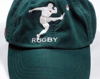 Gorra de rugby Ralph Lauren, gorra de béisbol verde con el logo del jugador número 1839, artículo vintage RARO