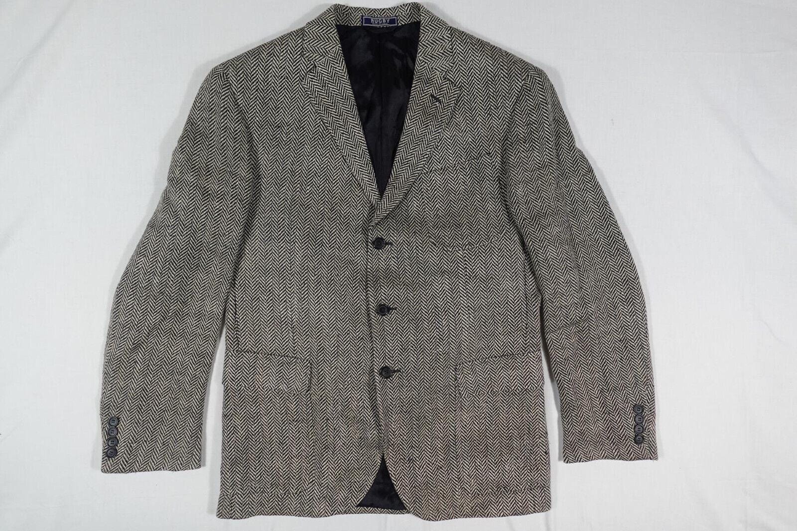 Ralph Lauren Rugby Blazer Jacket Herringbone Tweed Linen Silk