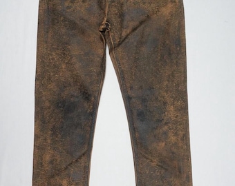 Ralph Lauren Purple Label Pants Brown Waxed Distressed 750 Italy NWOT 27